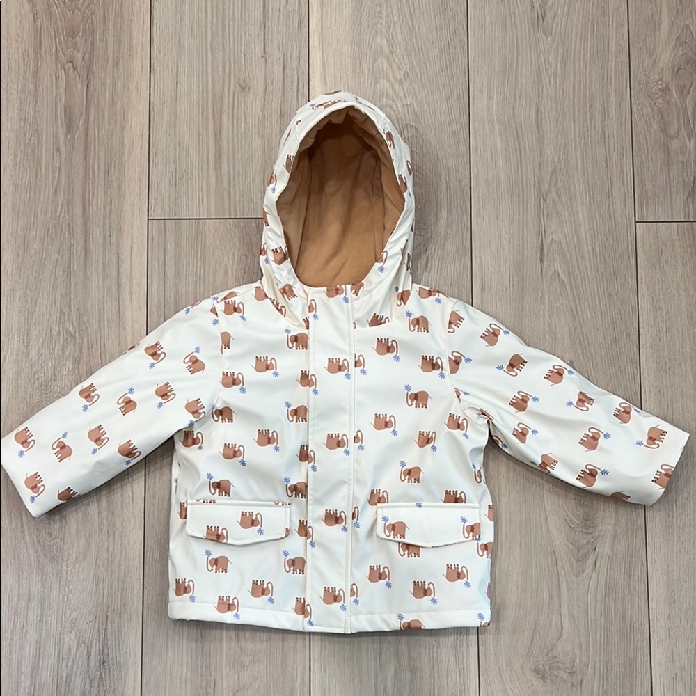 Amazon Essentials x Sofia Grainge Water-Repellent Rain Jacket - Ivory Elephants
